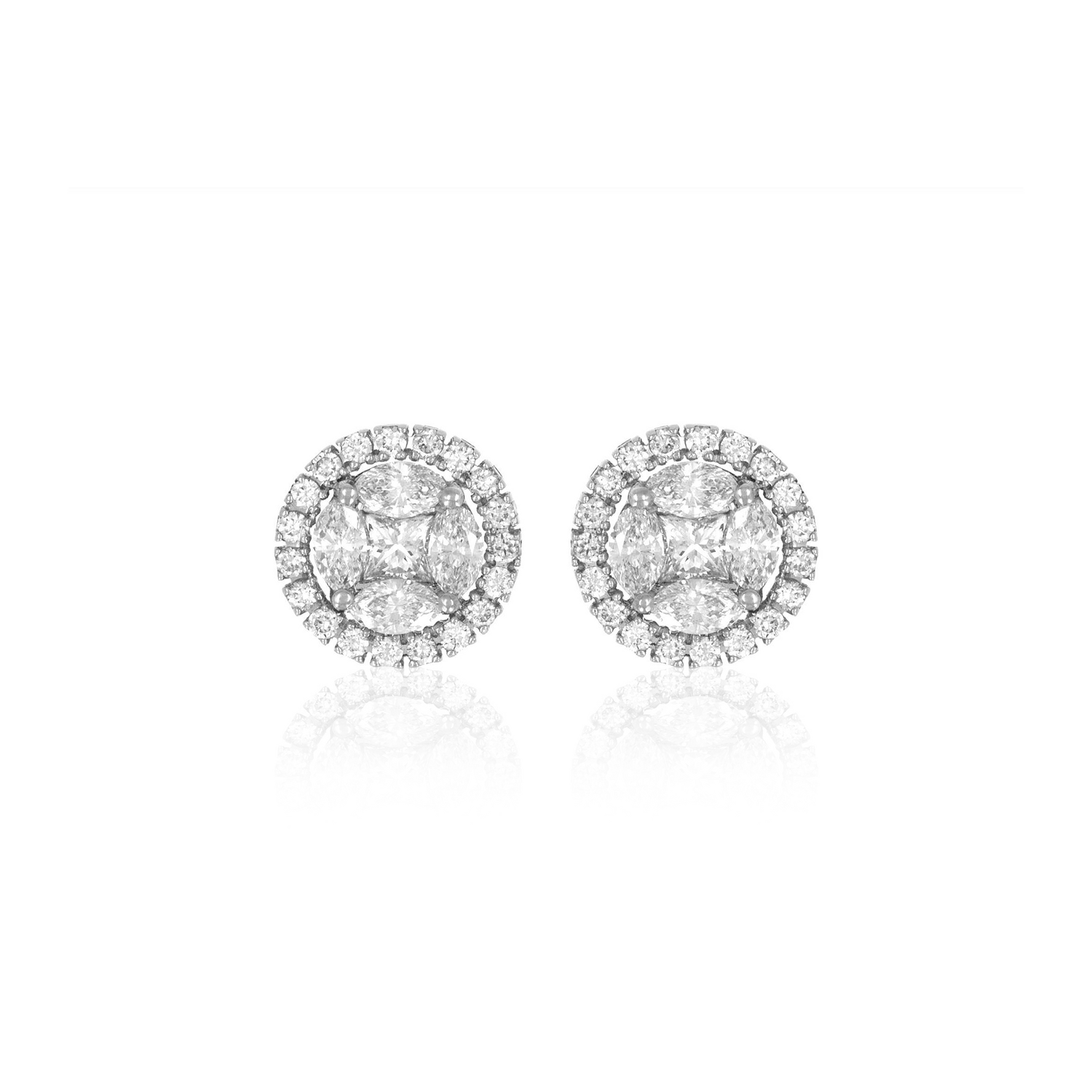 Diamond Illusion Round Stud Earrings