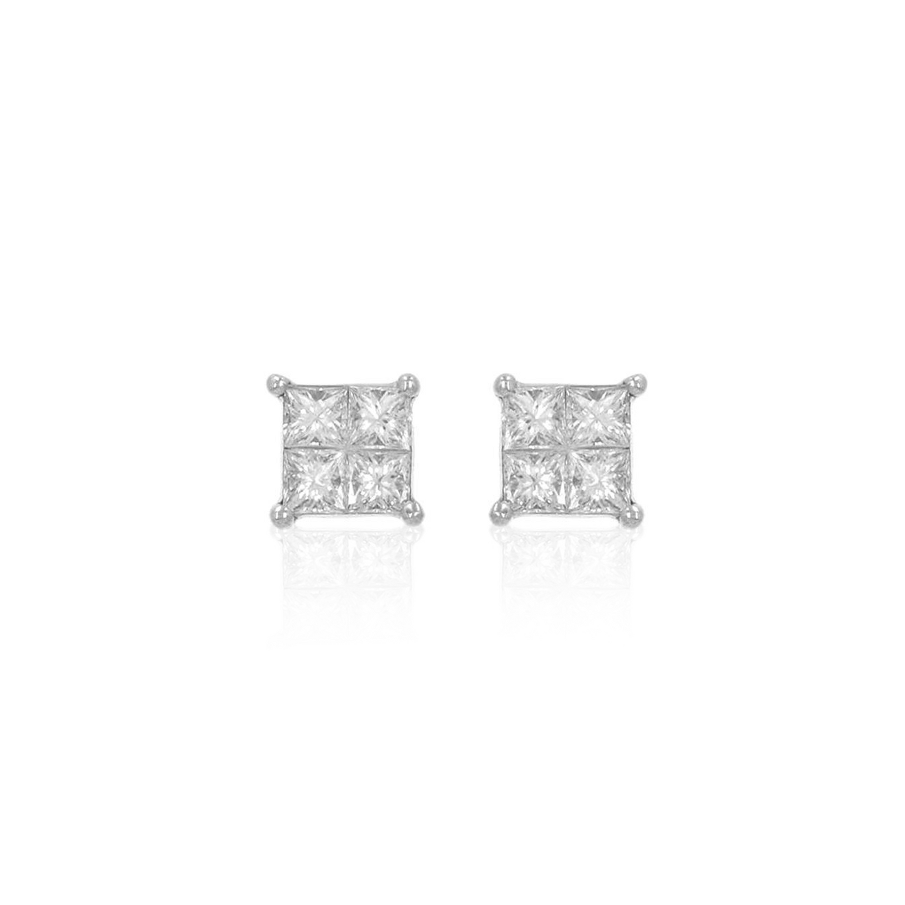 Princess Square Stud Earrings