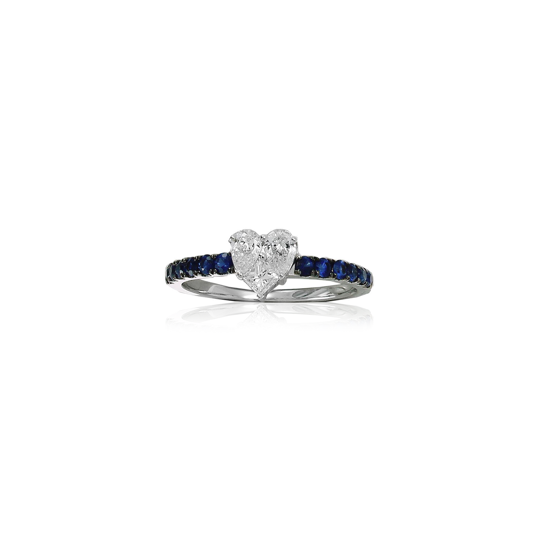 Sapphire Diamond Heart Ring