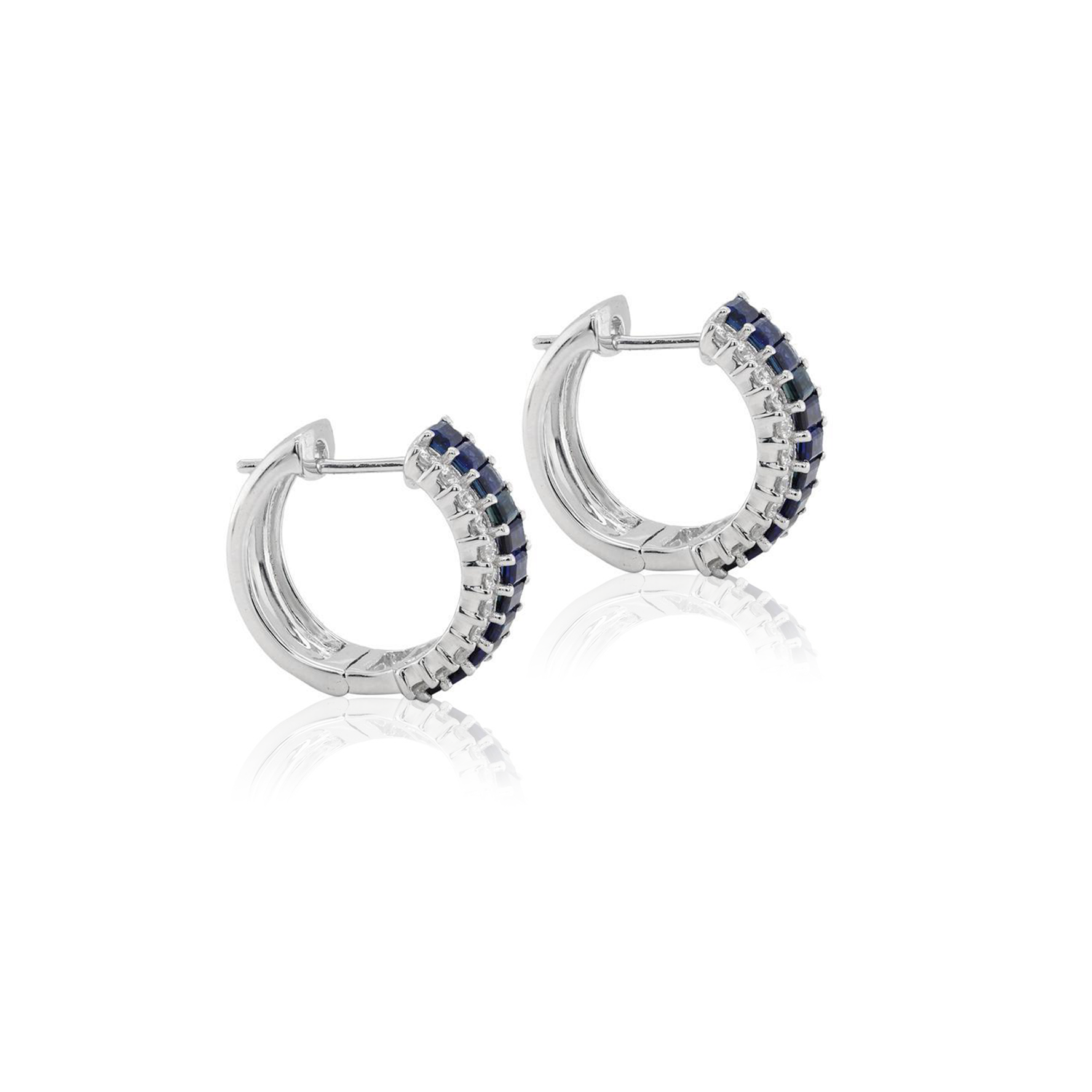 Sapphire Diamond Hoop Earrings