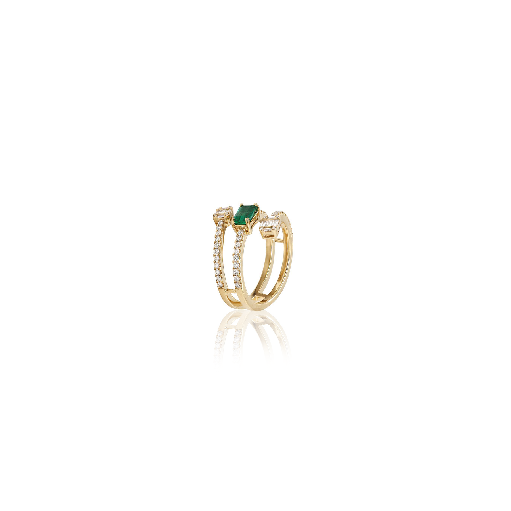 Trio Emerald Diamond Ring