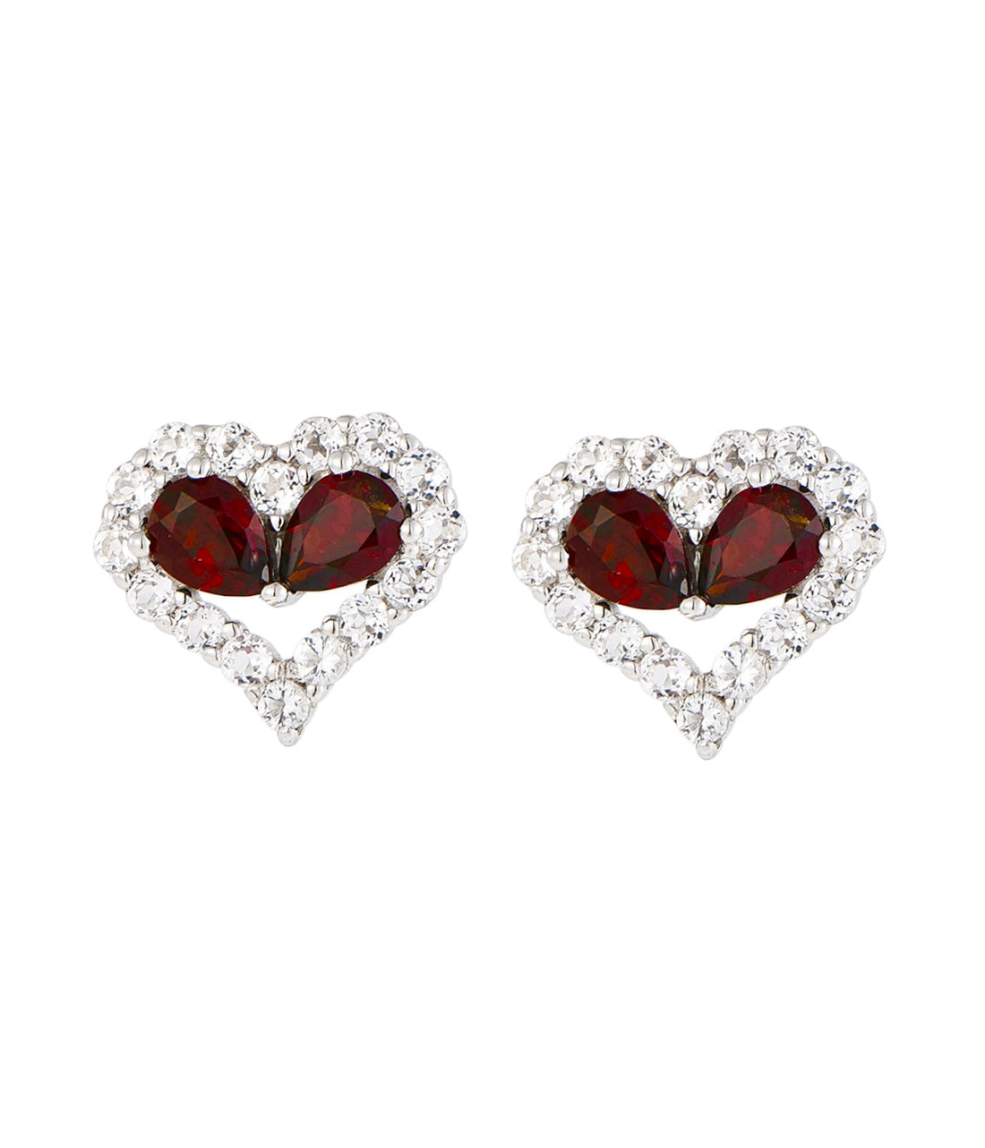 Red Heart Earrings - Red Garnet