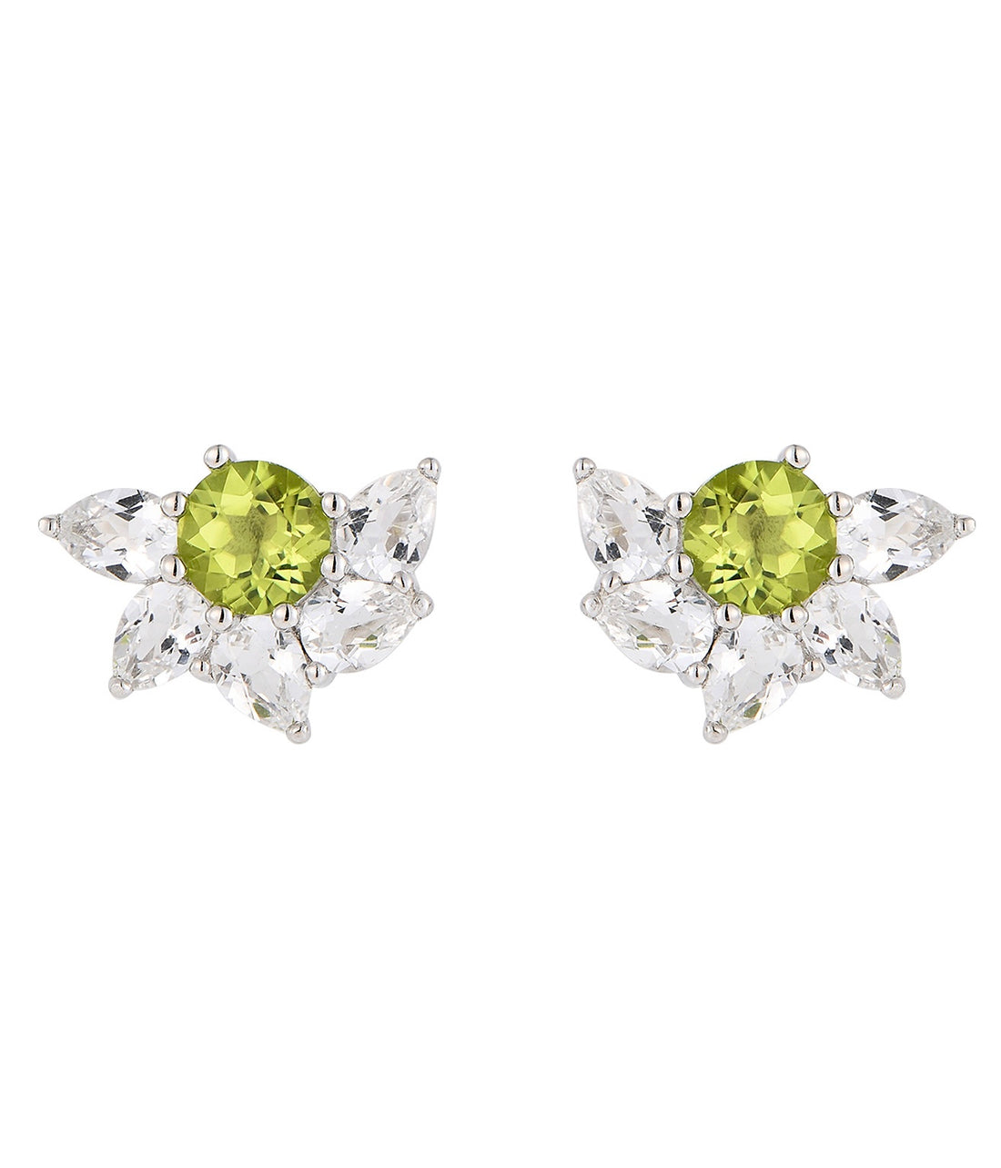 Peridot & White Topaz Earrings  SS 925