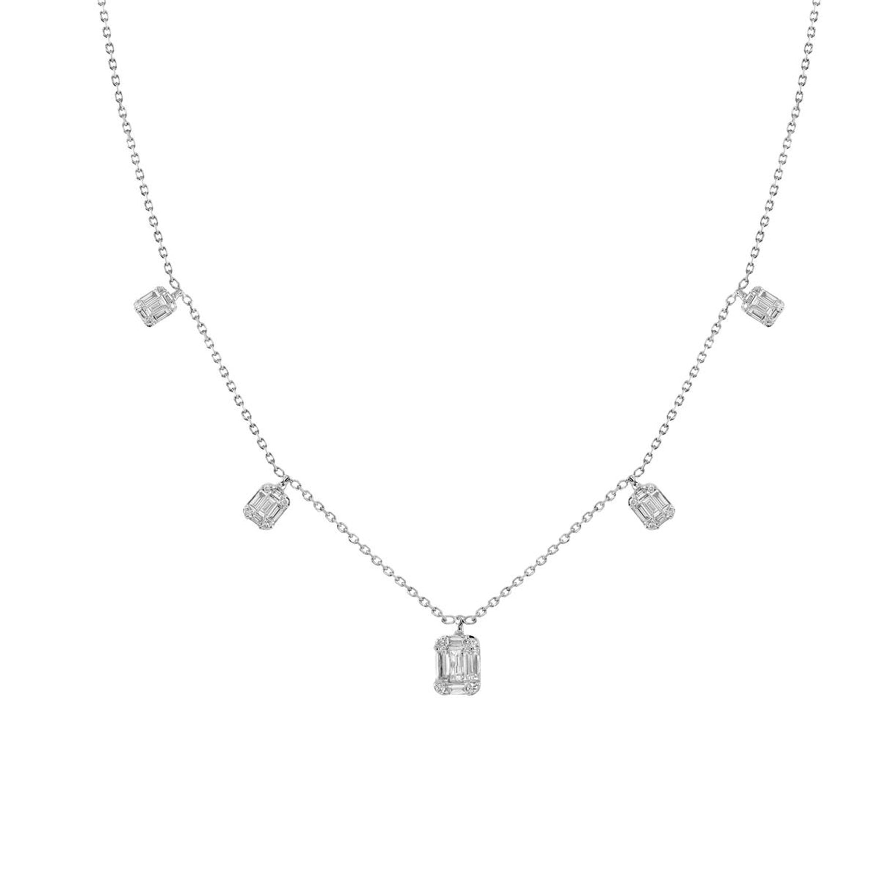 Five Square Diamonds Necklace