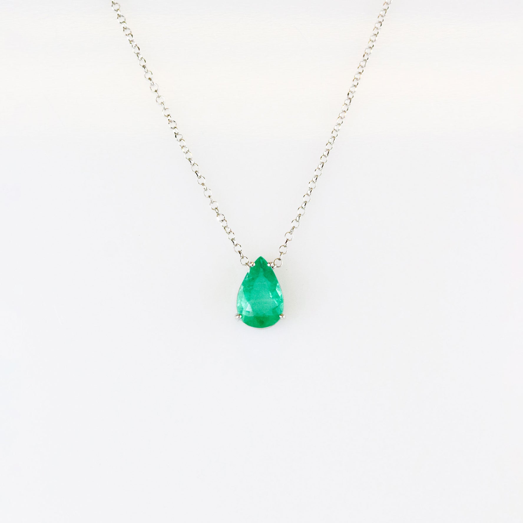 Emerald Necklace 18K Solid Gold - Pear Shape