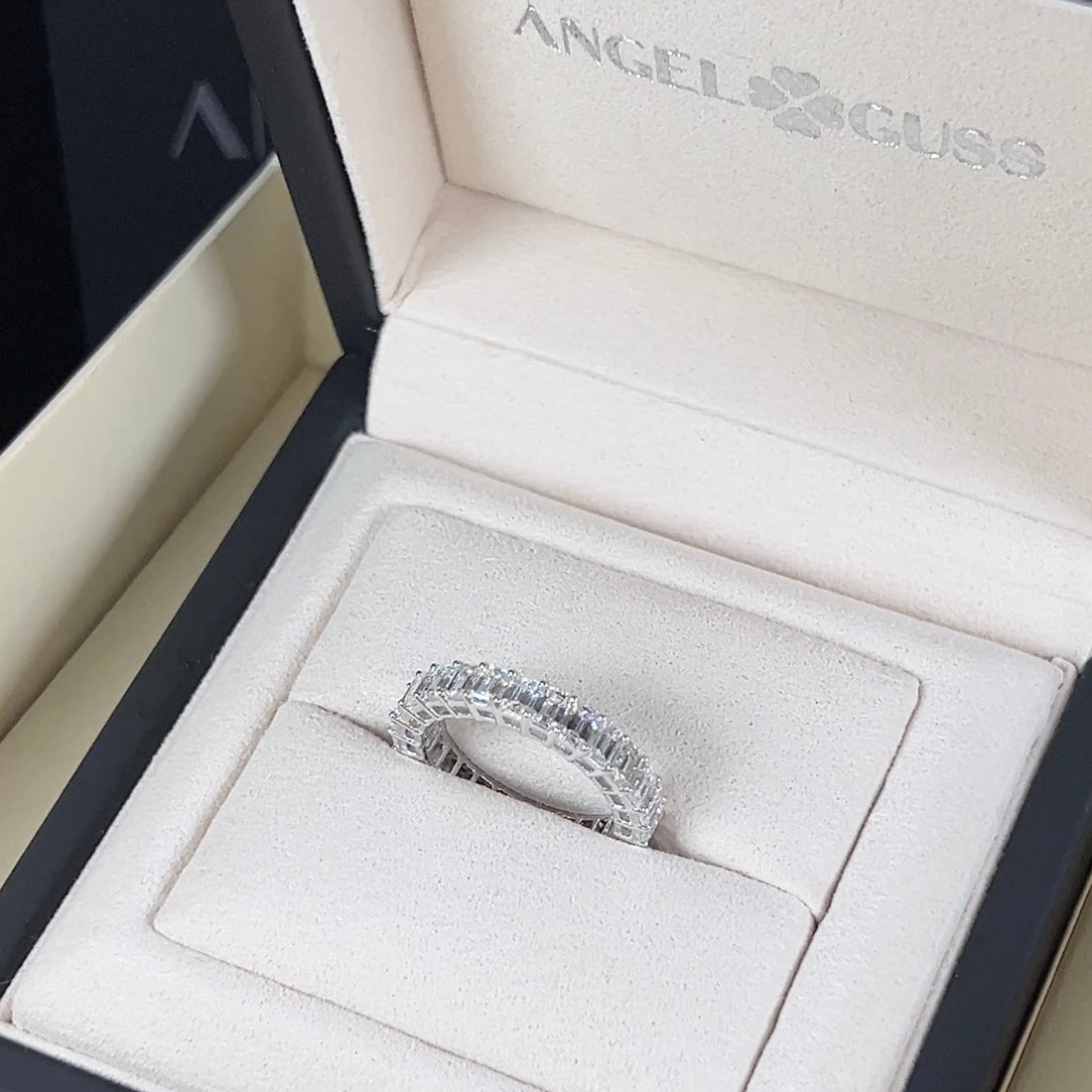 Eternity Diamond Band Ring 3CT - Emerald Shape  3.5X2.5mm