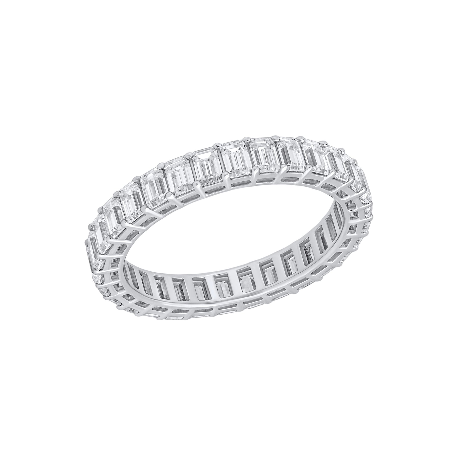 Eternity Diamond Band Ring 5CT - Emerald Shape 4.2x3.2mm