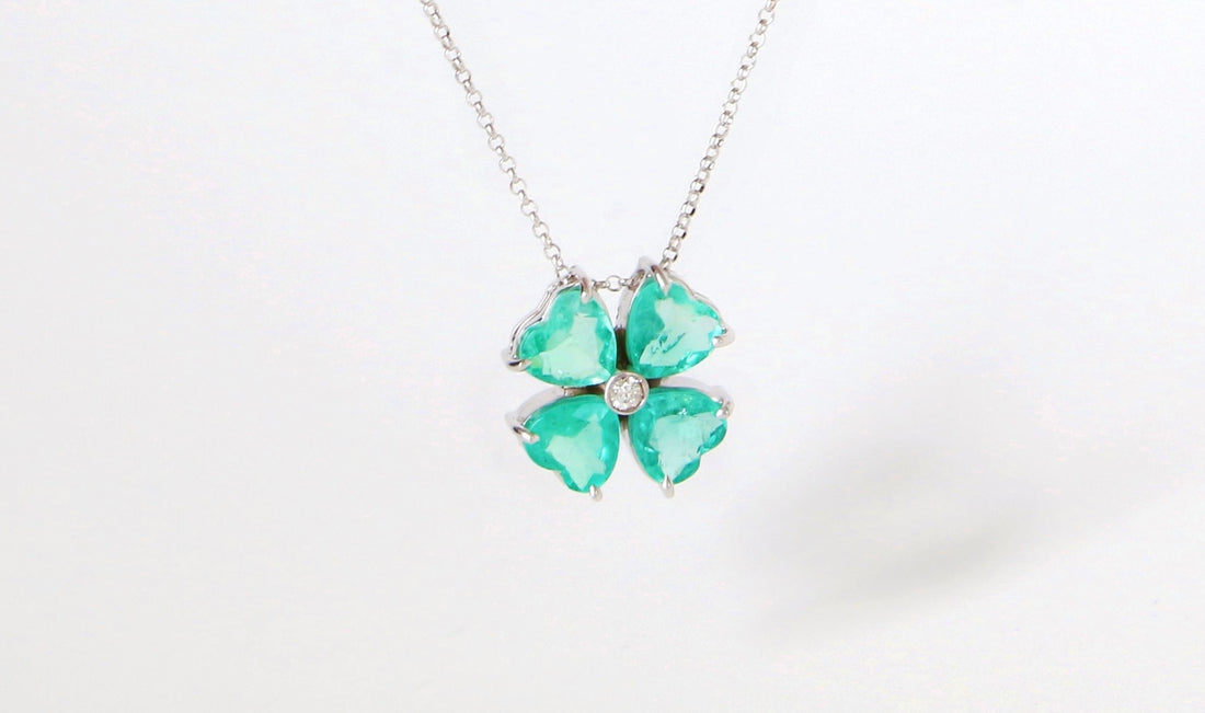 Flower Emerald Necklace & Diamond 18kGold