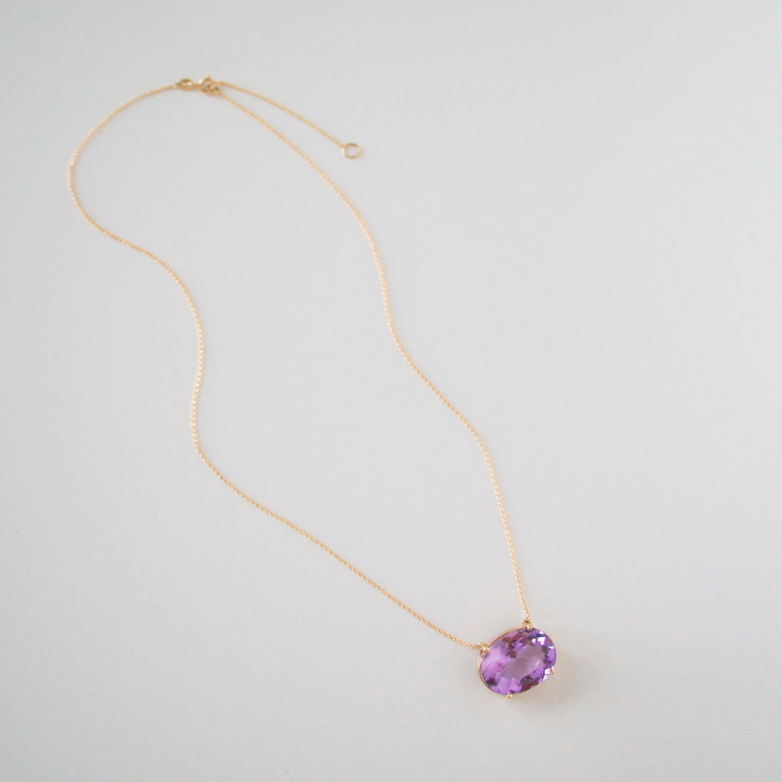 Amethyst Rose D’France Necklace - 18K Solid Yellow Gold