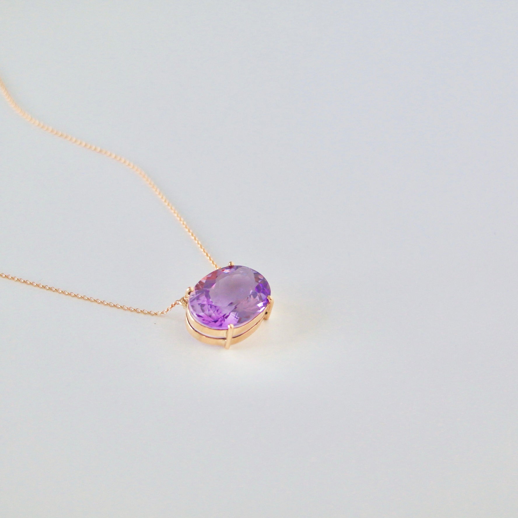 Amethyst Rose D’France Necklace - 18K Solid Yellow Gold