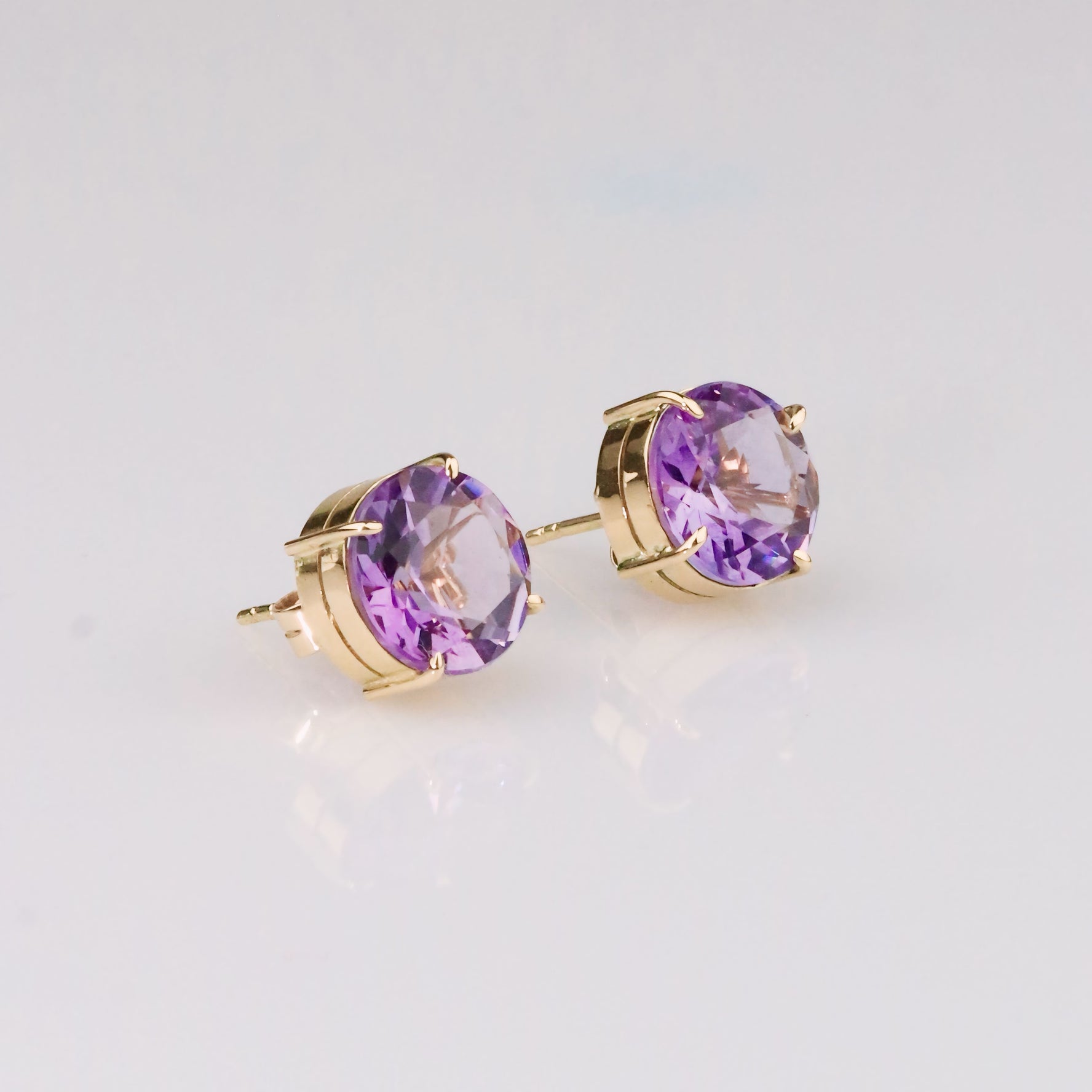 Round Amethyst Earrings