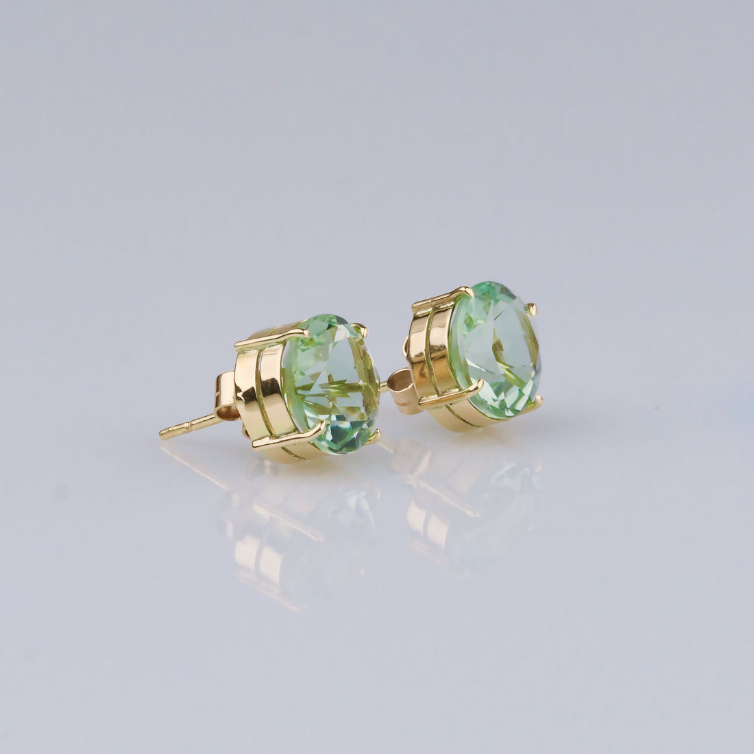 Prasiolite Earrings - 18K Solid Yellow Gold