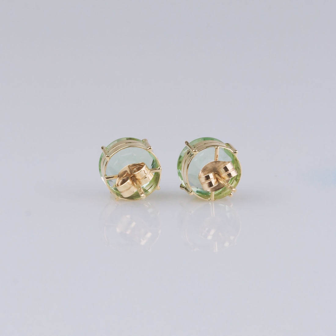 Prasiolite Earrings - 18K Solid Yellow Gold