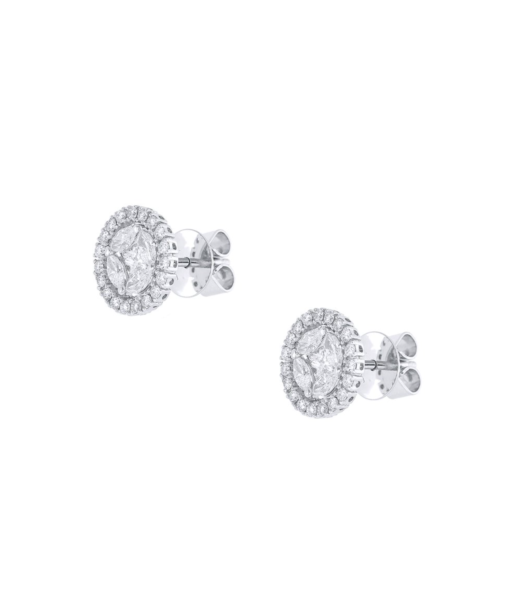 Diamond Illusion Round Stud Earrings