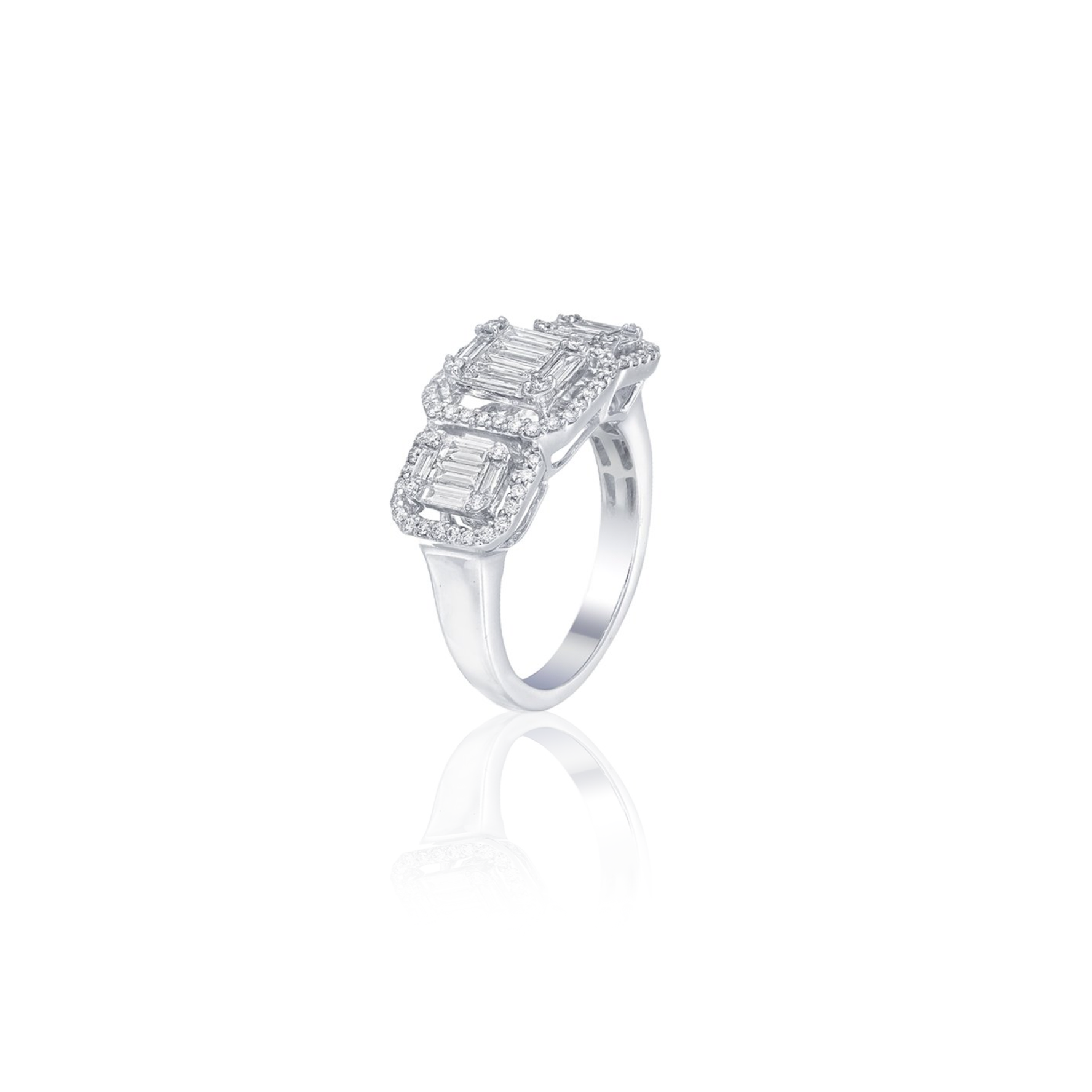 Studded Diamond Square Ring