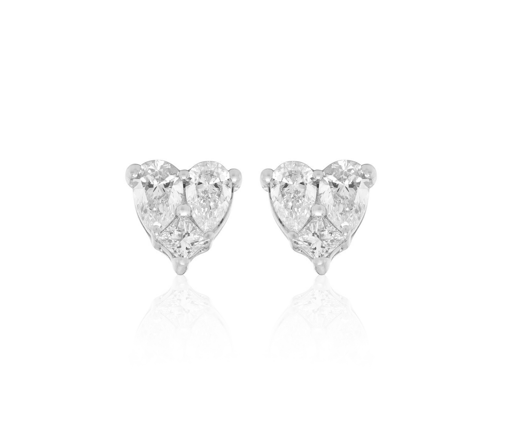 Diamond Heart Stud Earrings