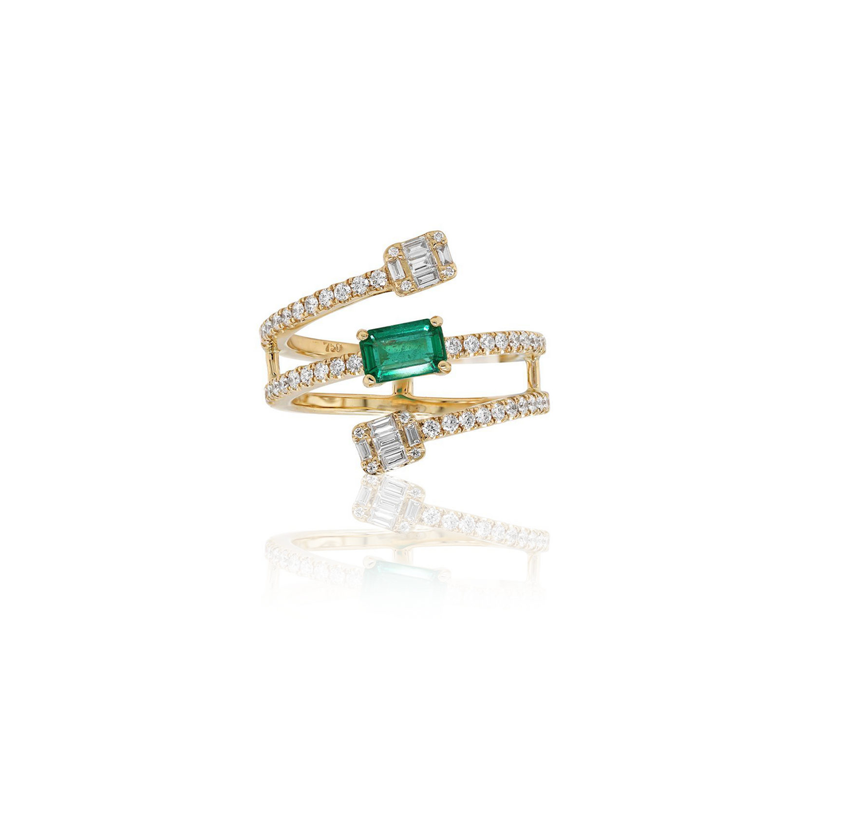 Trio Emerald Diamond Ring