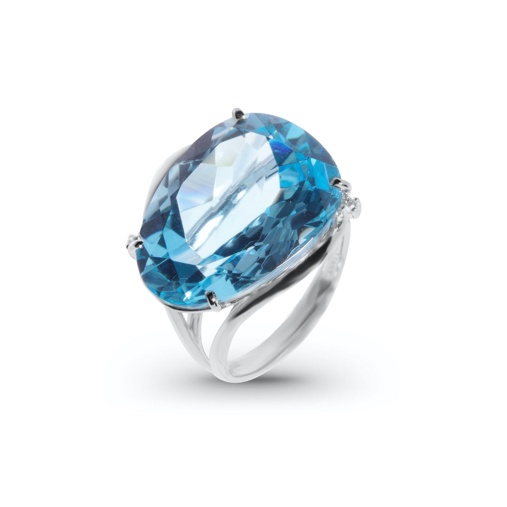 18K Blue Topaz Ring - 6