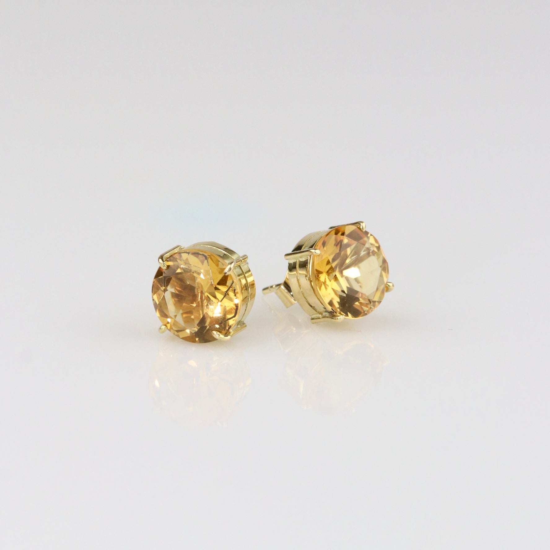 Citrine Earrings - 18K Solid Yellow Gold