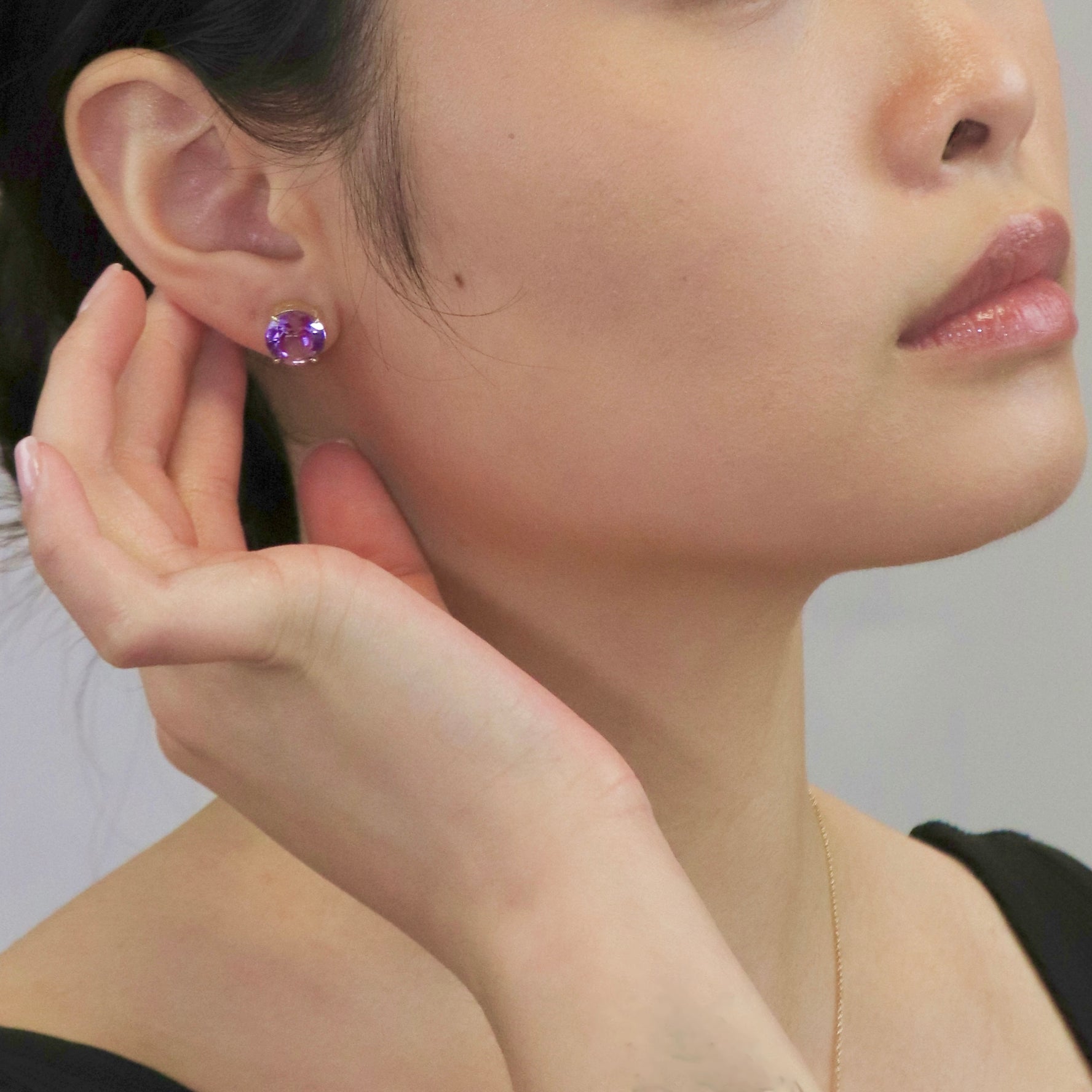 Round Amethyst Earrings