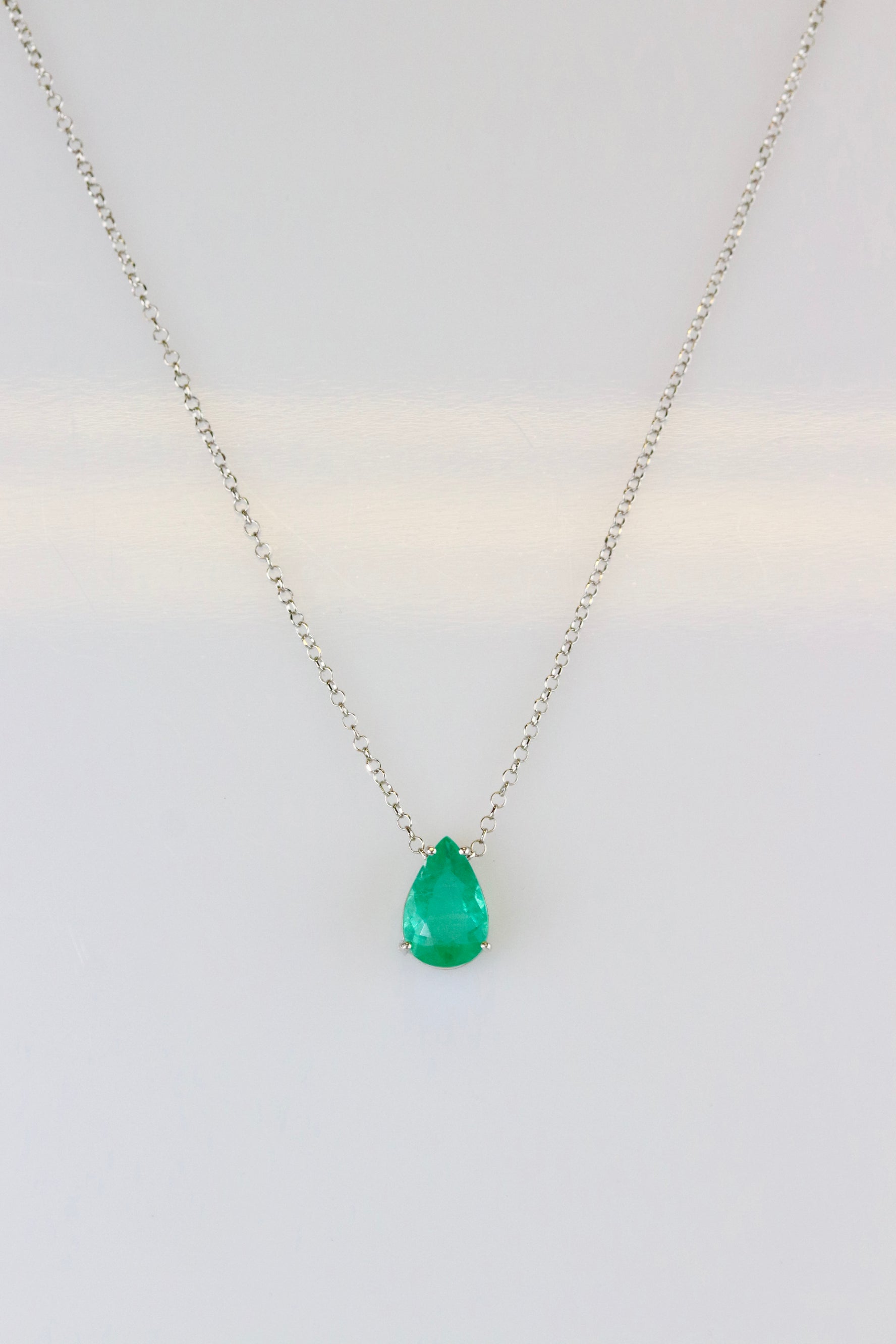 Emerald Necklace 18K Solid Gold - Pear Shape