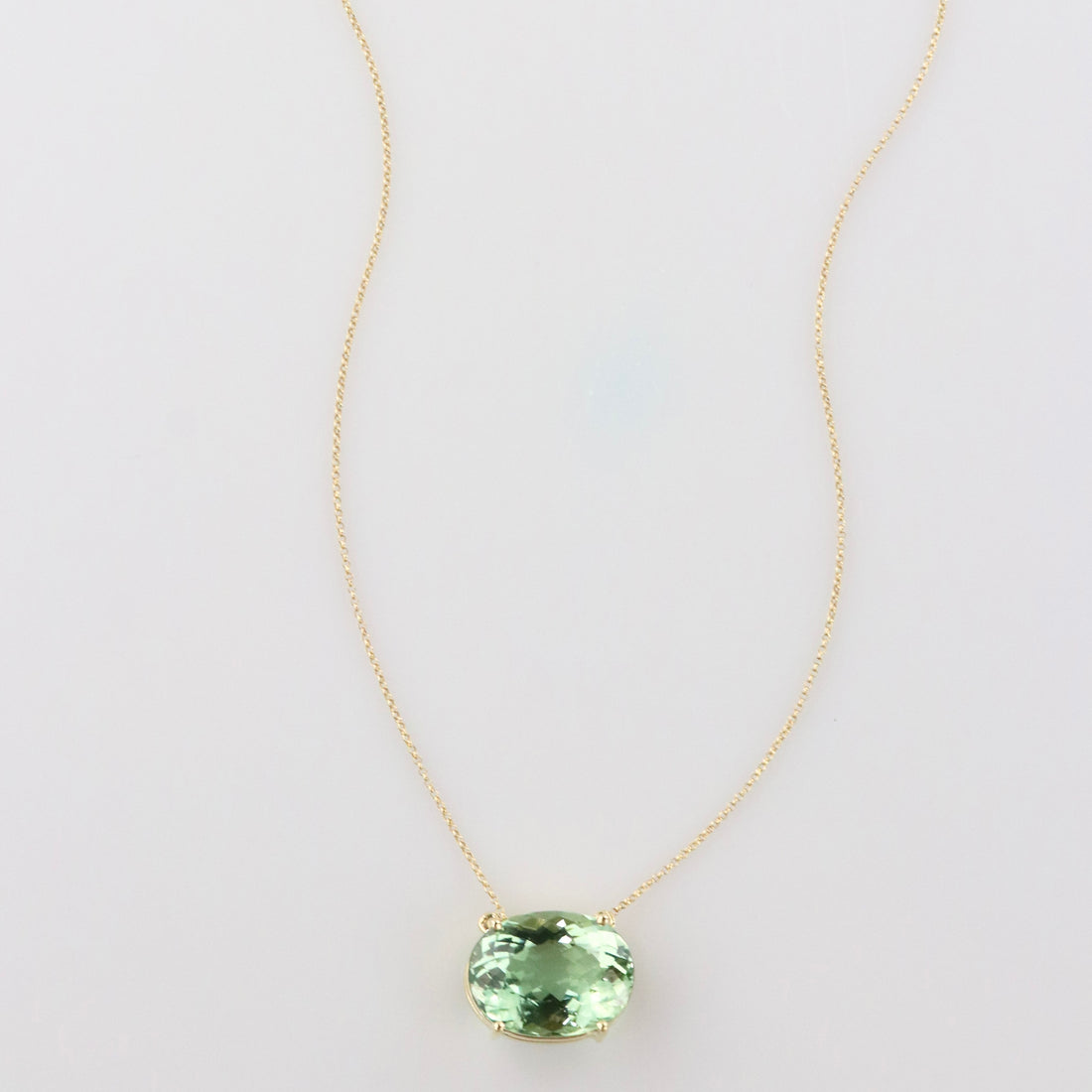 Prasiolite Necklace - 18K Solid Yellow Gold