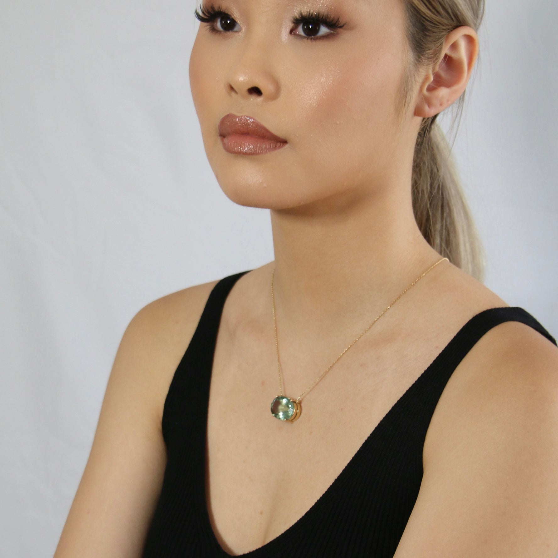 Prasiolite Necklace - 18K Solid Yellow Gold